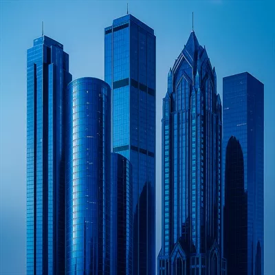 عکس چهار برج آسمان خراش کنار هم