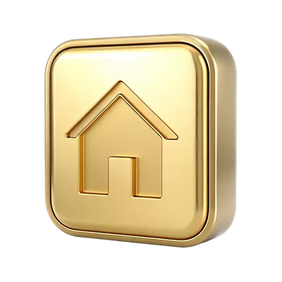 عکس دوربری آیکون خونه سه بعدی طلایی
