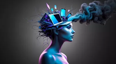 عکس تجسم خلاقیت دیجیتال: تلفیق هنر و فناوری در ذهن انسان