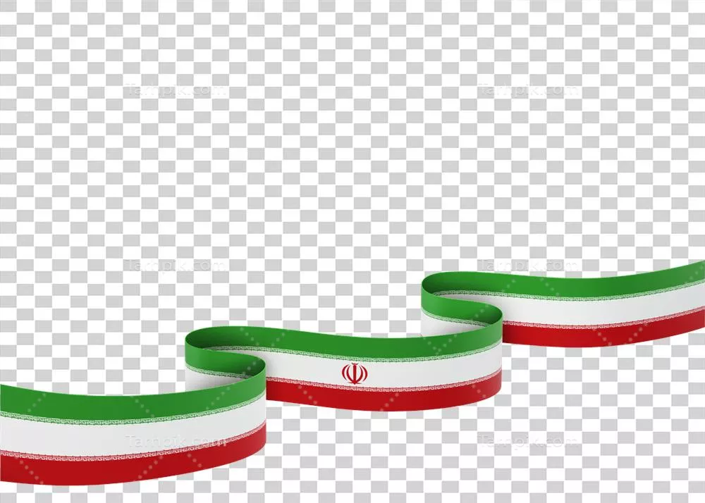 عکس دوربری پرچم ایران با طراحی موجی و رنگ های سبز، سفید و قرمز