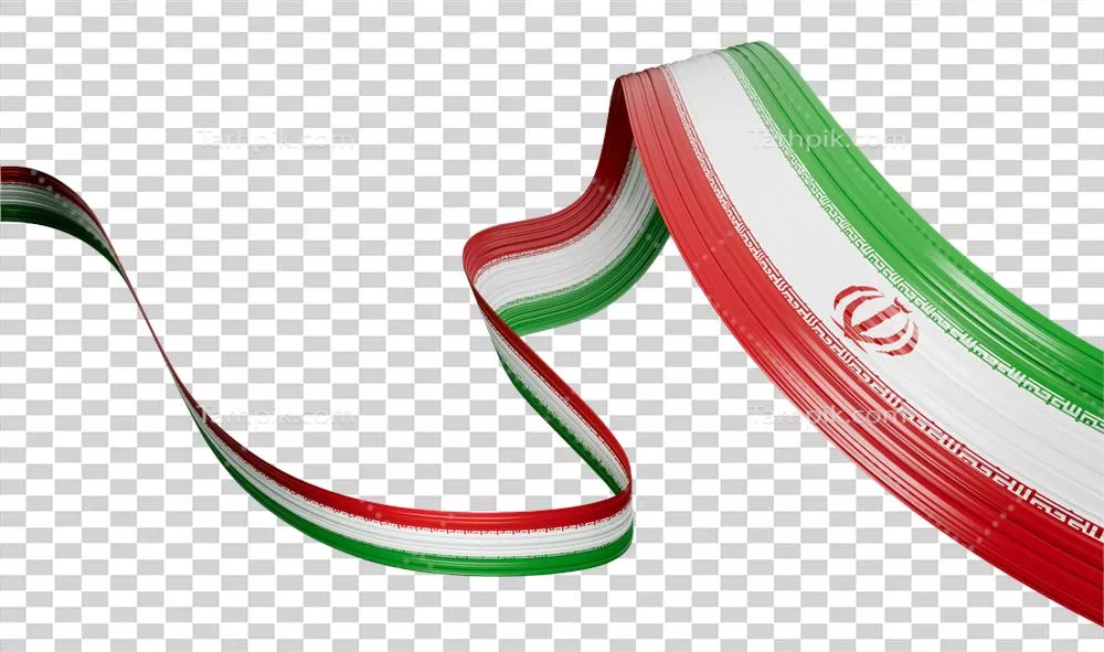 عکس دوربری پرچم ایران با نوارهای سبز، سفید و قرمز و نماد جمهوری اسلامی