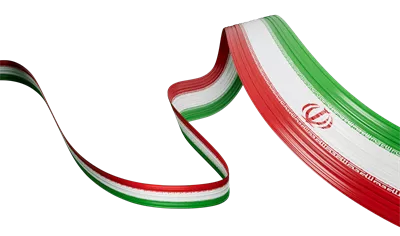عکس دوربری پرچم ایران با نوارهای سبز، سفید و قرمز و نماد جمهوری اسلامی