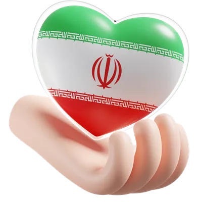 عکس دوربری نماد قلبی شکل با پرچم ایران در دست: عشق به میهن