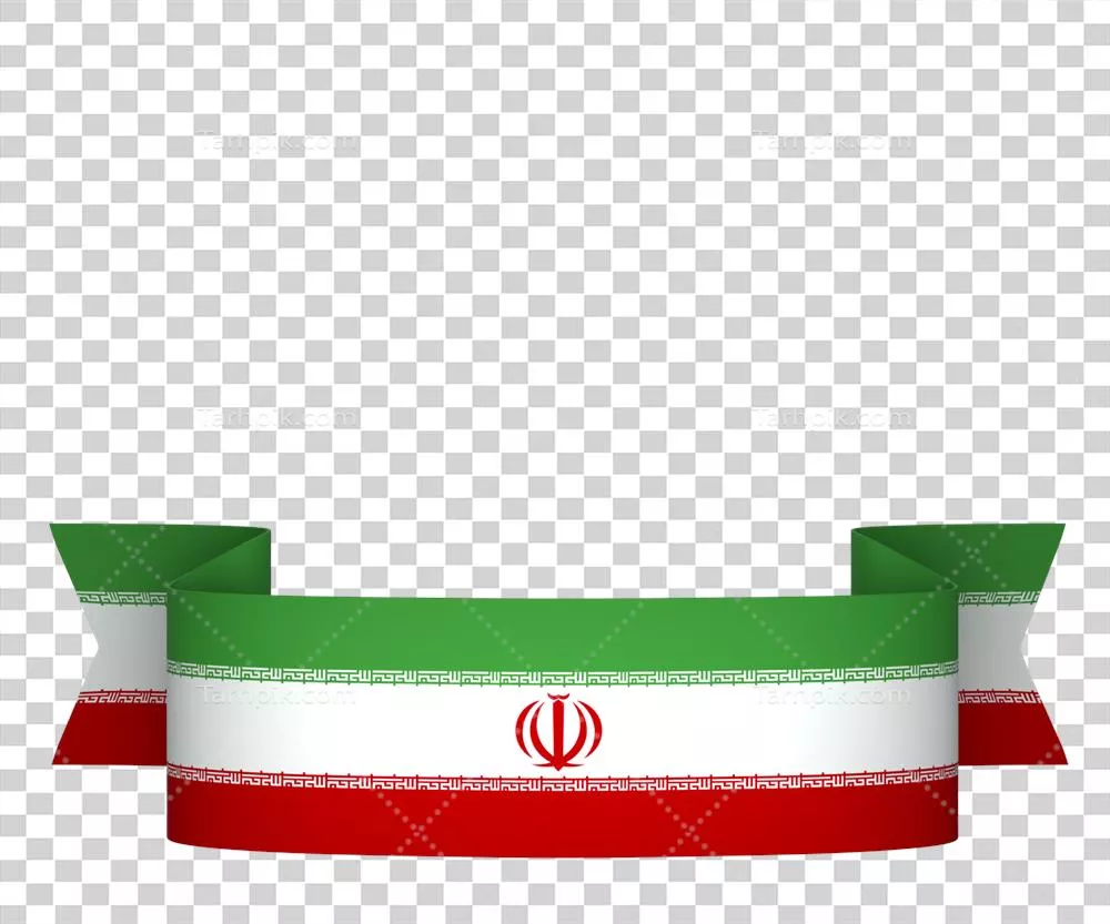 عکس دوربری پرچم ایران با طراحی روبان سه رنگ سبز، سفید و قرمز