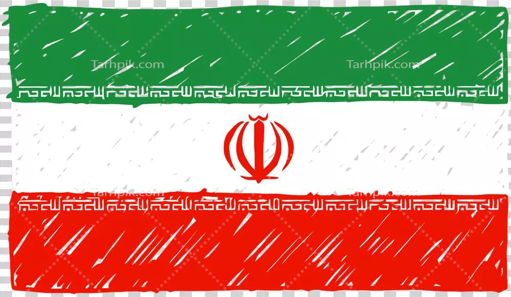 عکس دوربری پرچم ایران با طراحی دستی و رنگ های سبز، سفید و قرمز