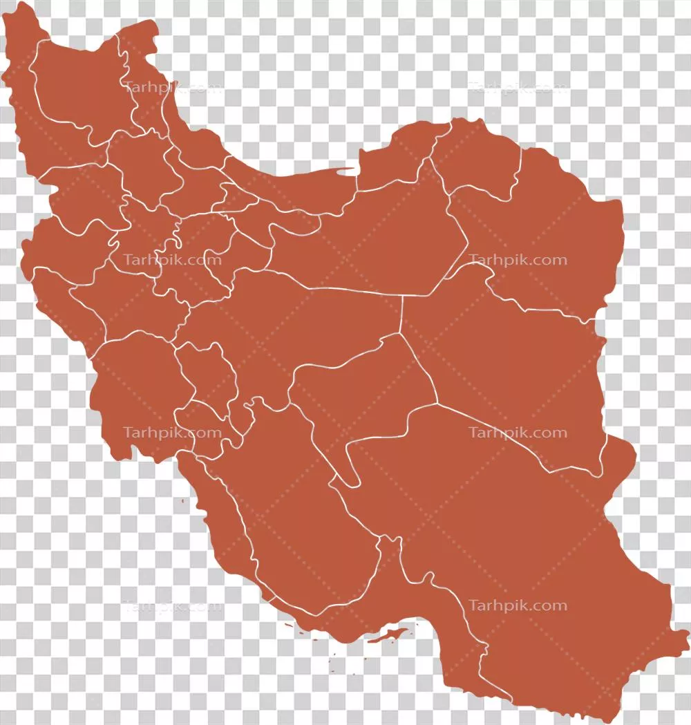 عکس دوربری نقشه ایران با نمایش استان ها و مرزهای جغرافیایی کشور