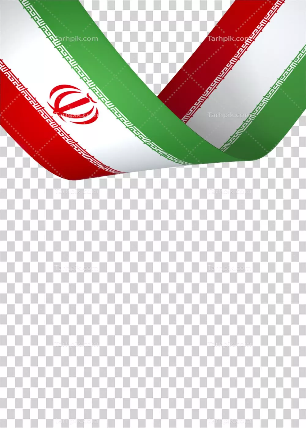 عکس دوربری پرچم ایران با نوارهای سبز، سفید و قرمز و نماد جمهوری اسلامی