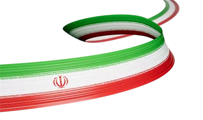 عکس دوربری پرچم ایران با رنگ های سبز، سفید و قرمز و نماد جمهوری اسلامی