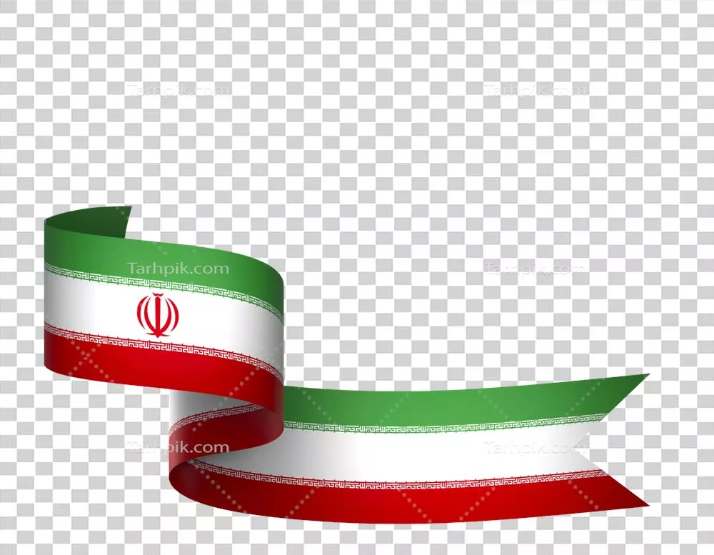 عکس دوربری پرچم ایران با طراحی روبان سه رنگ سبز، سفید و قرمز