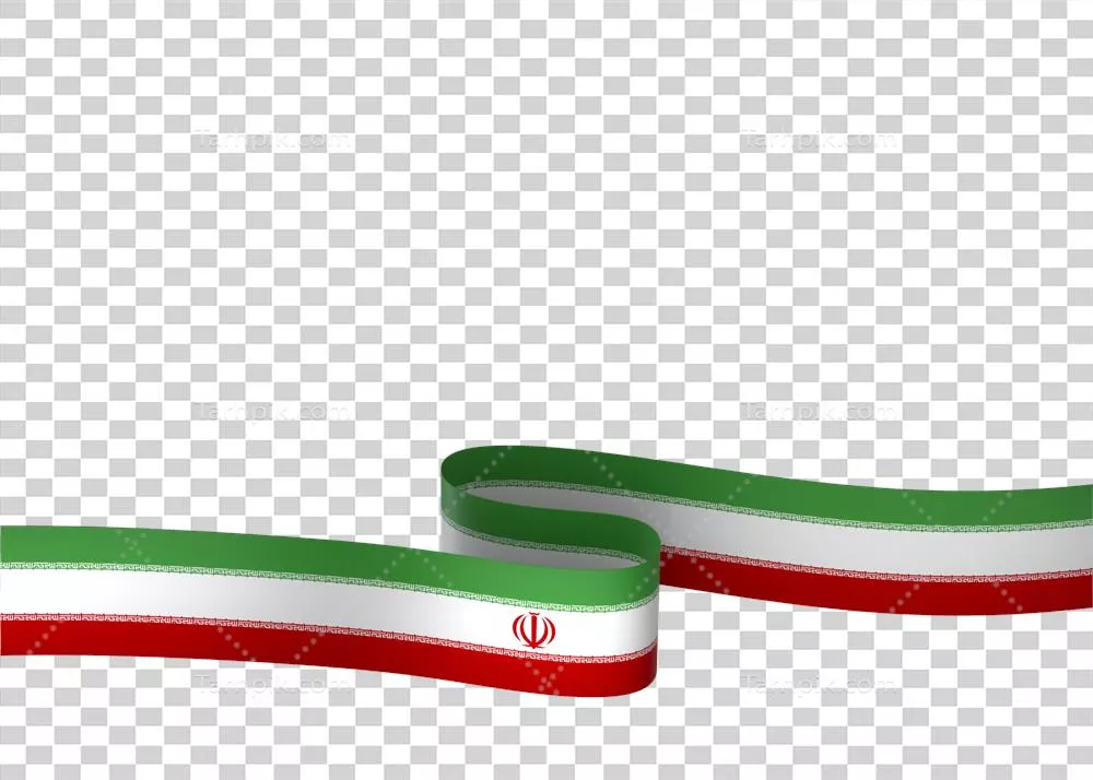 عکس دوربری پرچم ایران با نوارهای سبز، سفید و قرمز و نماد جمهوری اسلامی