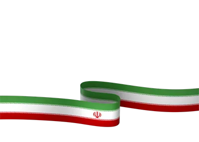 عکس دوربری پرچم ایران با نوارهای سبز، سفید و قرمز و نماد جمهوری اسلامی