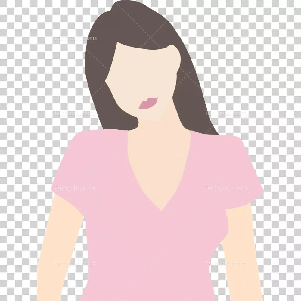 عکس دوربری تصویرسازی دیجیتال از زن با موهای قهوه ای و لباس صورتی