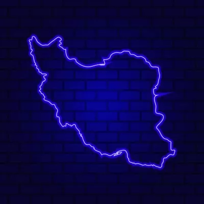 تابلوی نئون درخشان ایران بر روی دیوار آجری - عکس رایگان