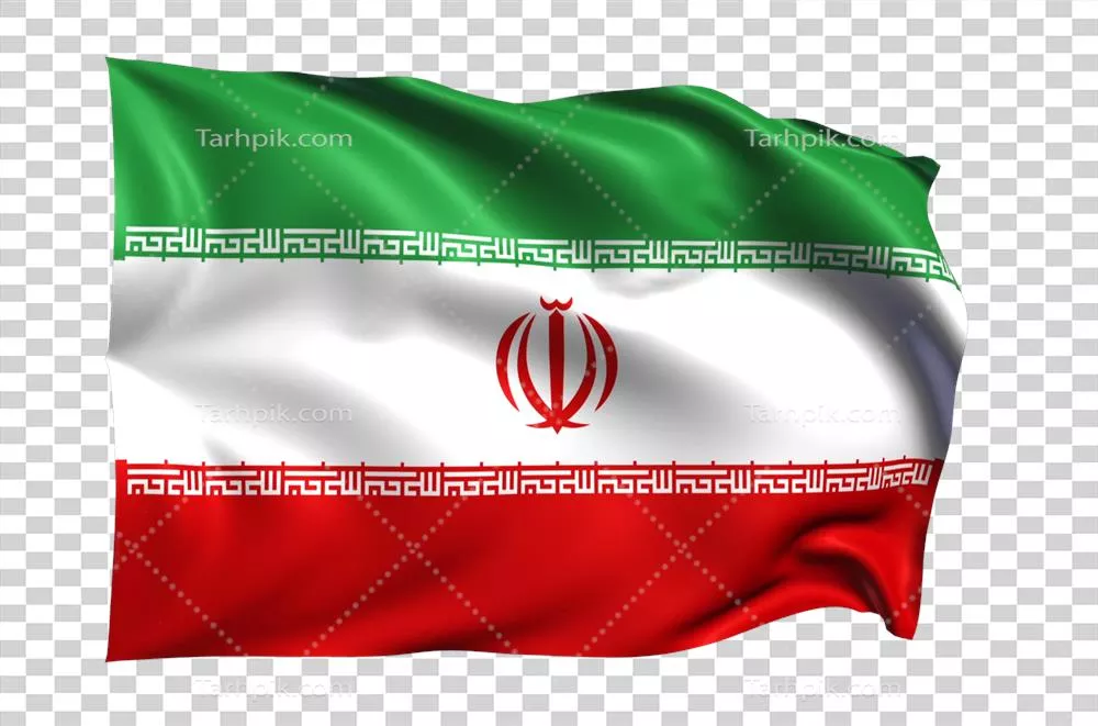 عکس دوربری پرچم ایران با طراحی واقع گرایانه و پس زمینه شفاف