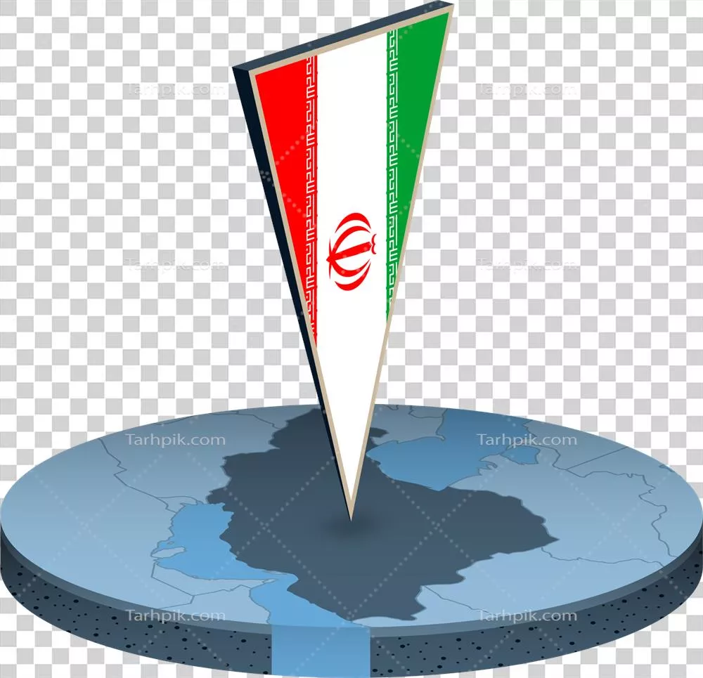 عکس دوربری نقشه و پرچم ایران به صورت ایزومتریک با طراحی زیبا و جذاب