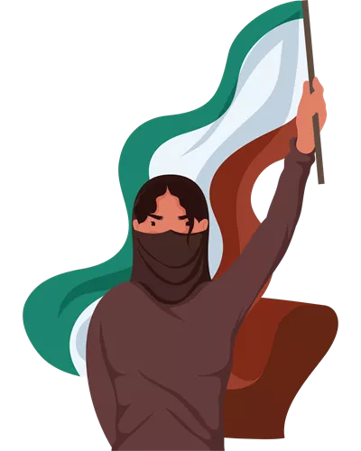 عکس دوربری زنی ایرانی که با افتخار پرچم کشورش را به اهتزاز درآورده است