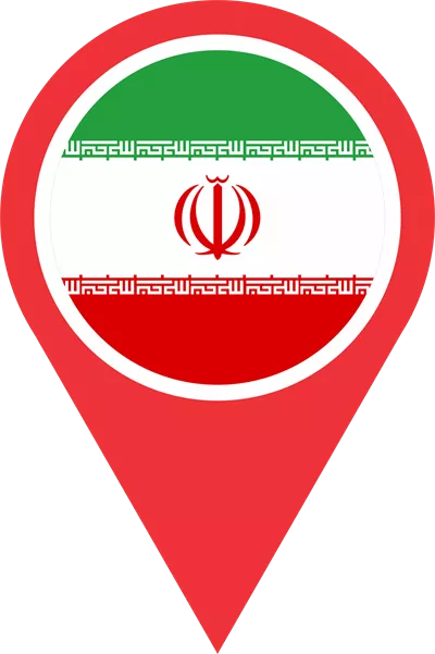 عکس دوربری نقشه ایران با پرچم و نشانگر مکان برای نمایش هویت ملی