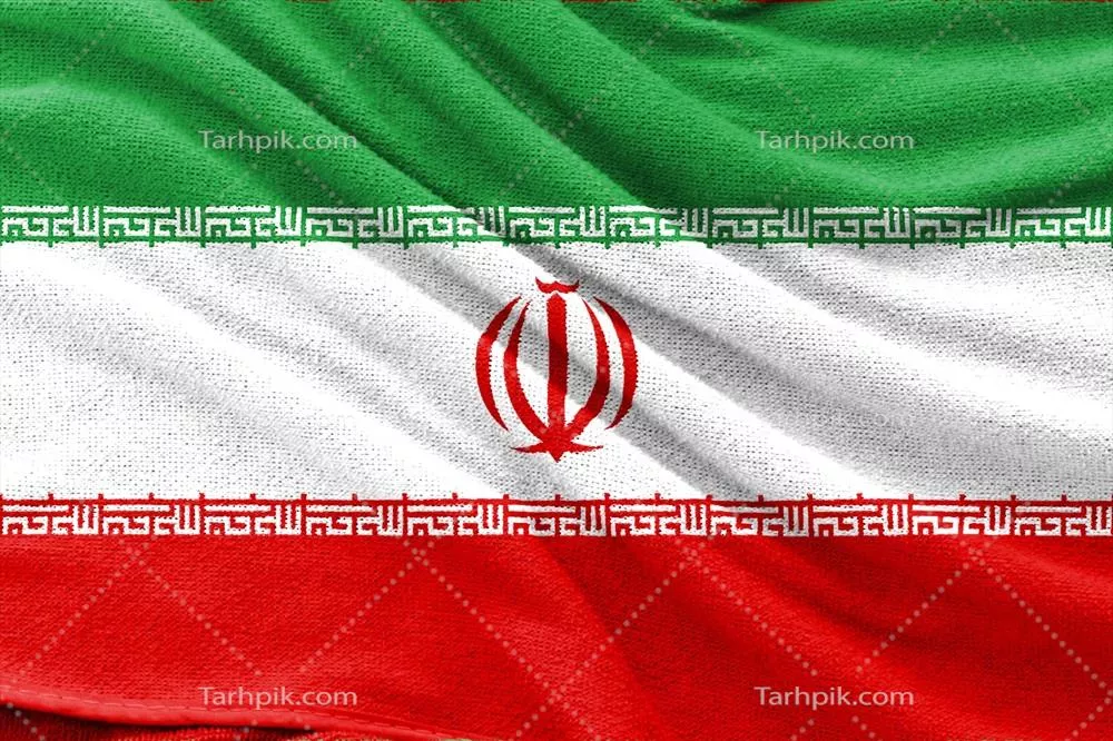 عکس بافت پارچه ای پرچم ملی ایران به عنوان پس زمینه ای زیبا و نمادین