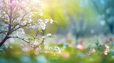 عکس پس زمینه ای محو از طبیعت بهاری با چمنزارهای شکوفا و فناوری هوش مصنوعی