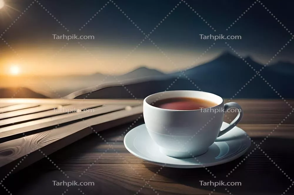عکس طلوع آفتاب بر فراز کوه ها و لذت نوشیدن چای در دل طبیعت