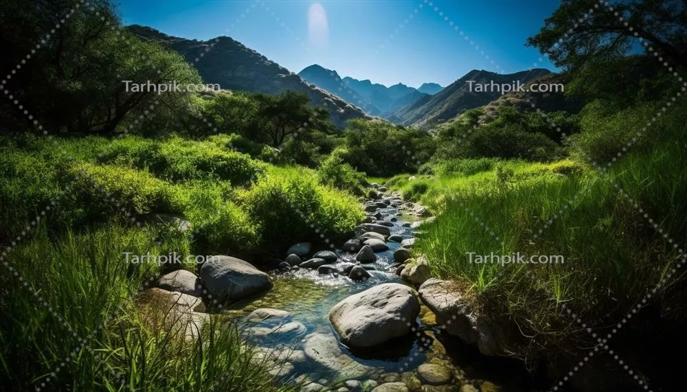 عکس چمنزاری آرام که زیبایی طبیعت را به تصویر می کشد و توسط هوش مصنوعی خلق شده است