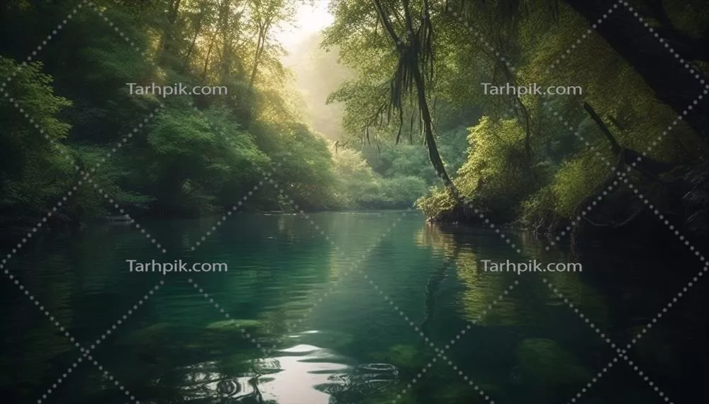 منظره ای آرام و دلنشین از طبیعت که زیبایی اش در آب آرام منعکس می شود