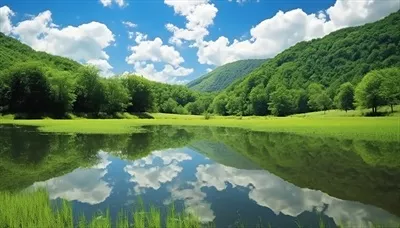 عکس چمنزار تابستانی زیبا و سرسبز تولید شده توسط هوش مصنوعی