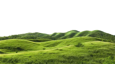 عکس دوربری تصویری از تپه های سبز و آرام در یک منظره روستایی دلنشین