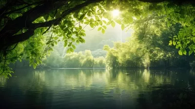 عکس منظره ای زیبا از فصل بهار با چمنزارهای سرسبز و آسمان آبی