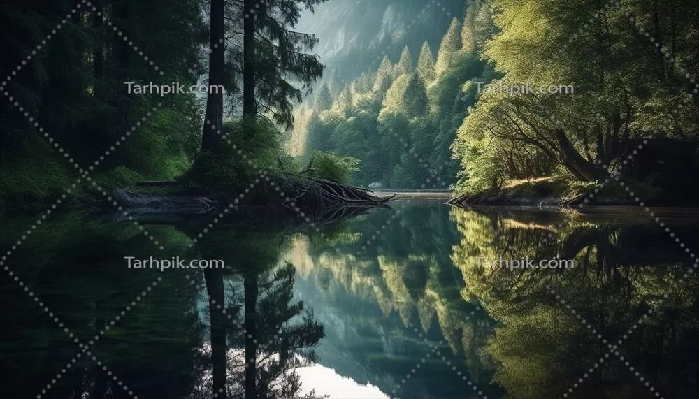 عکس مناظر طبیعی زیبا با درختان مخروطی در فضایی آرام و دلنشین