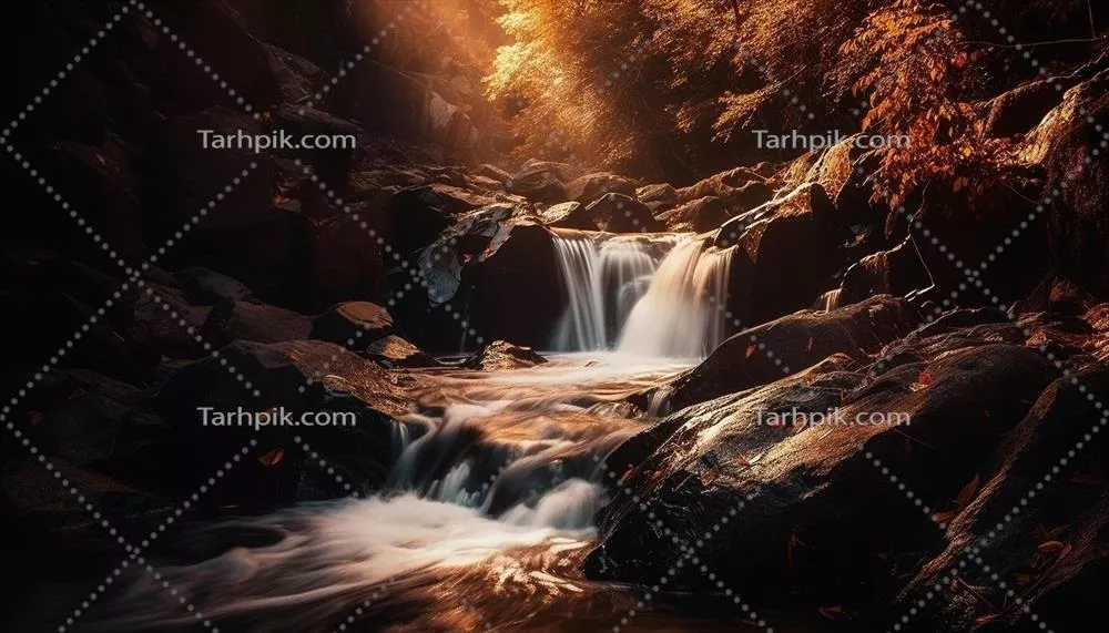 عکس جریان آب در حال پاشیدن بر روی سطح سنگی صاف و زیبا