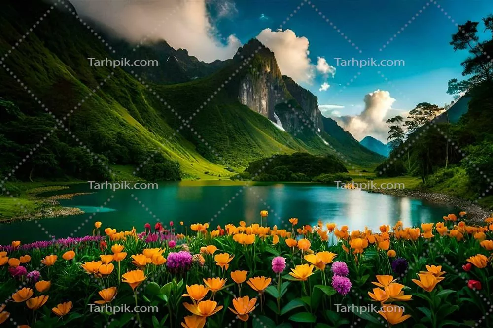 عکس زیبایی گل های دریاچه کوهستانی: تصاویری از طبیعت بکر و دل انگیز