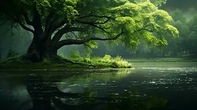 عکس درخت سبز، نماد زیبایی طبیعی در آرامش طبیعت
