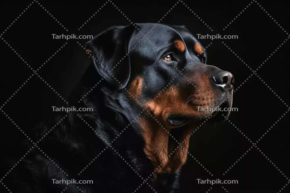 عکس پرتره ای زیبا از یک سگ روتوایلر با استفاده از فناوری هوش مصنوعی