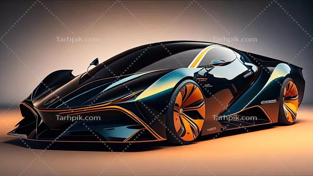 عکس مدل سه بعدی یک خودروی مفهومی بدون برند در محیط استودیو