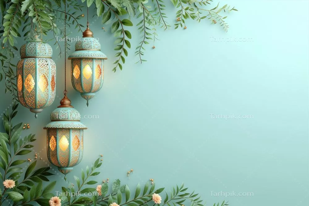 عکس کارت تبریک اسلامی طراحی شده با هوش مصنوعی برای ماه رمضان و عید مبارک