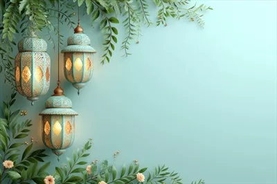 عکس کارت تبریک اسلامی طراحی شده با هوش مصنوعی برای ماه رمضان و عید مبارک