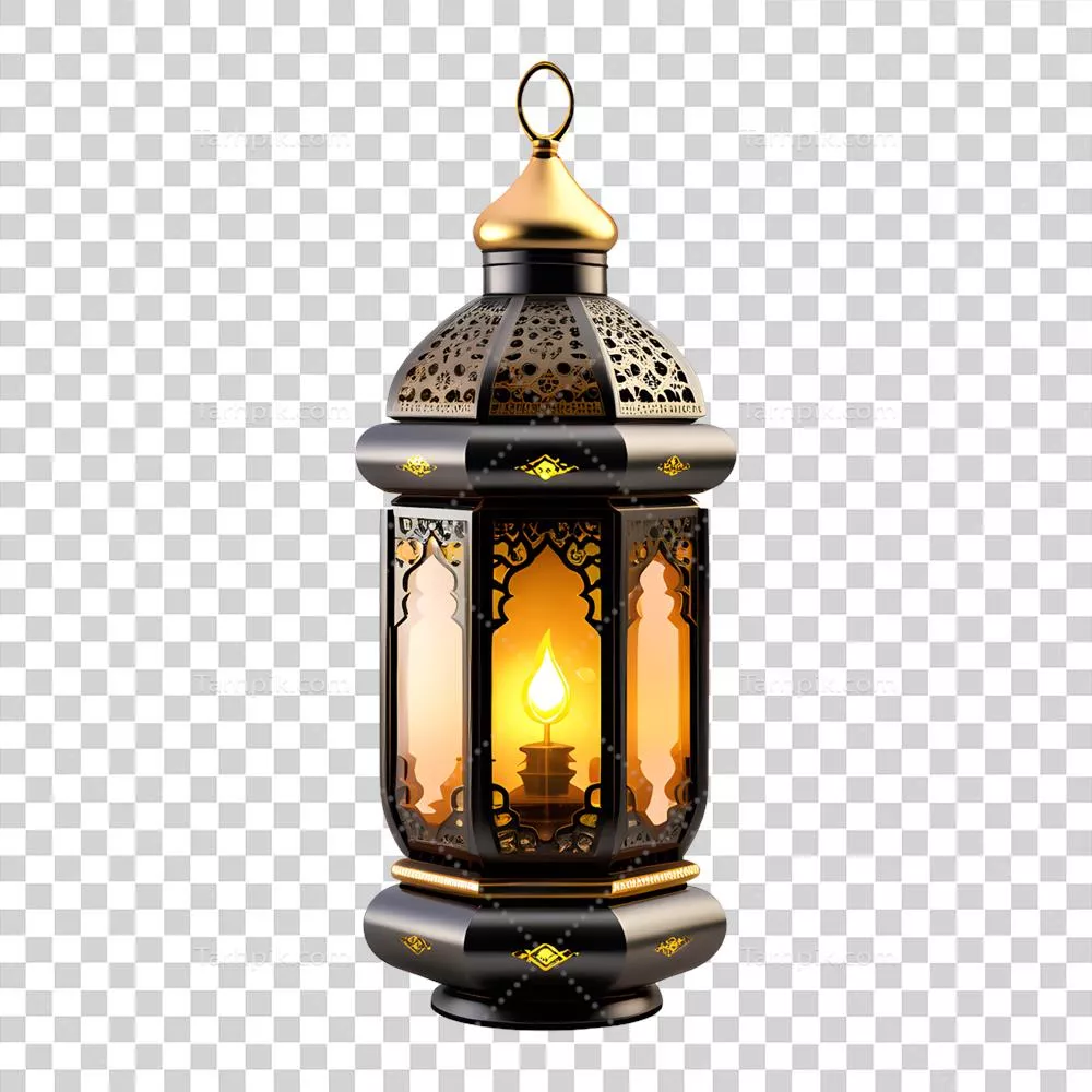 عکس دوربری چراغ رمضان اسلامی با طراحی هوش مصنوعی بر روی پس زمینه شفاف