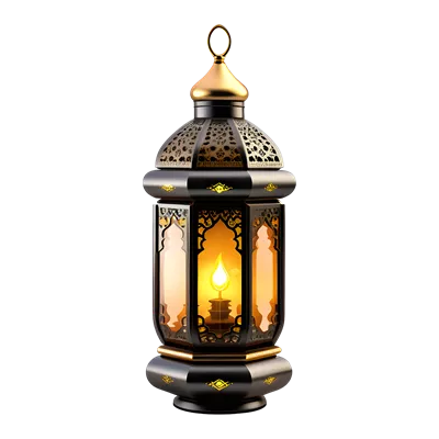 عکس دوربری چراغ رمضان اسلامی با طراحی هوش مصنوعی بر روی پس زمینه شفاف