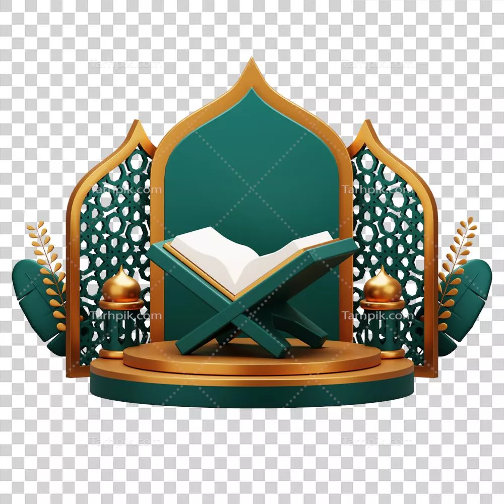 عکس دوربری تصویری زیبا از قرآن کریم بر روی منبر، مناسب برای ماه رمضان