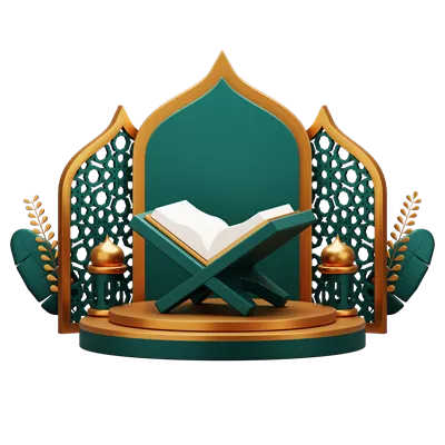عکس دوربری تصویری زیبا از قرآن کریم بر روی منبر، مناسب برای ماه رمضان