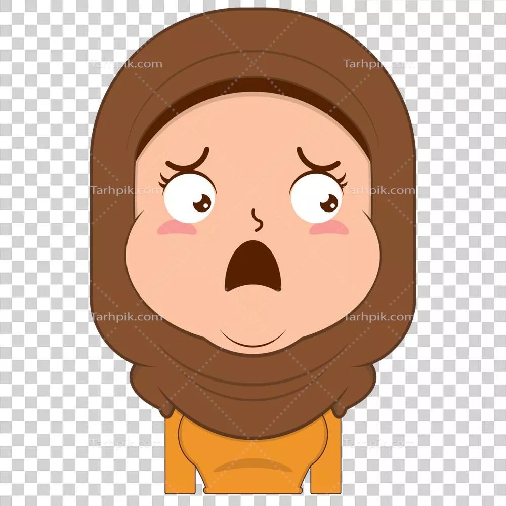 عکس دوربری دختر مسلمان با چهره ای شگفت زده و کارتونی در طراحی زیبا
