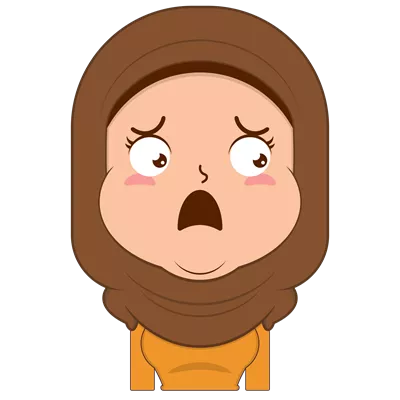 عکس دوربری دختر مسلمان با چهره ای شگفت زده و کارتونی در طراحی زیبا