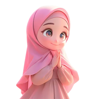 عکس دوربری شخصیت کارتونی زن مسلمان با طراحی زیبا و جذاب به سبک سه بعدی