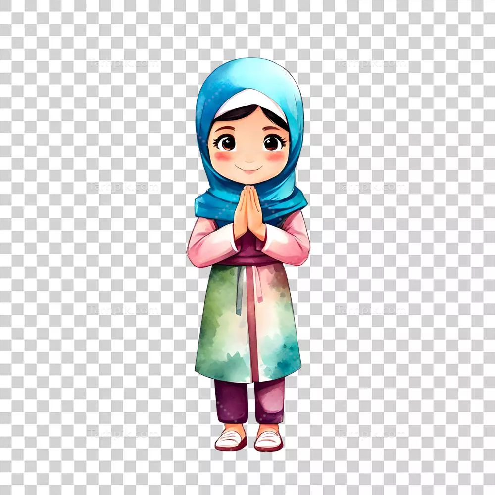عکس دوربری دختر چینی با حجاب در لباس اسلامی در حال سلام و احوالپرسی