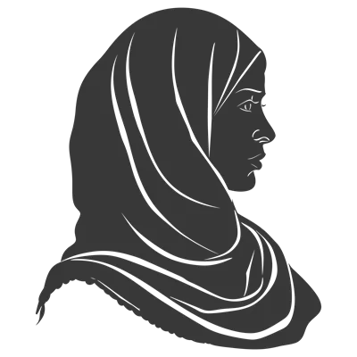 عکس دوربری تصویر سیاه و سفید از سر زنان با حجاب در حالت سیلوئت