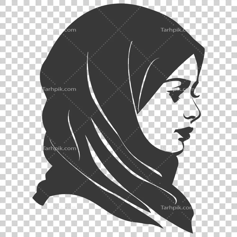 عکس دوربری تصویر سیاه و سفید از سر زنان با حجاب در حالت سیلوئت