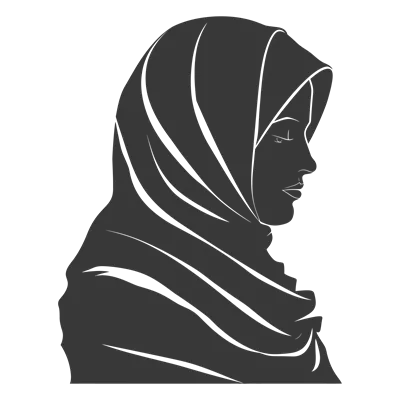 عکس دوربری سایه ای از زنان با حجاب مشکی در پس زمینه ای ساده و زیبا