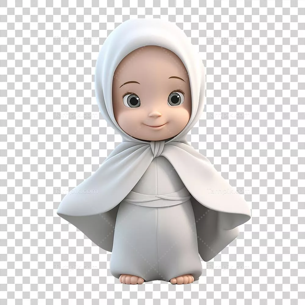 عکس دوربری دختر مسلمان با طراحی هوش مصنوعی در پس زمینه شفاف و زیبا