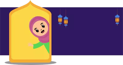 عکس دوربری دختر مسلمان خوشحال در ماه رمضان: تصویر کارتونی زیبا و دلنشین